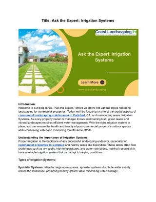 Title_ Ask the Expert_ Irrigation Systems (1)