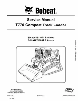 BOBCAT T770 COMPACT TRACK LOADER Service Repair Manual SN：ATF711001 AND Above