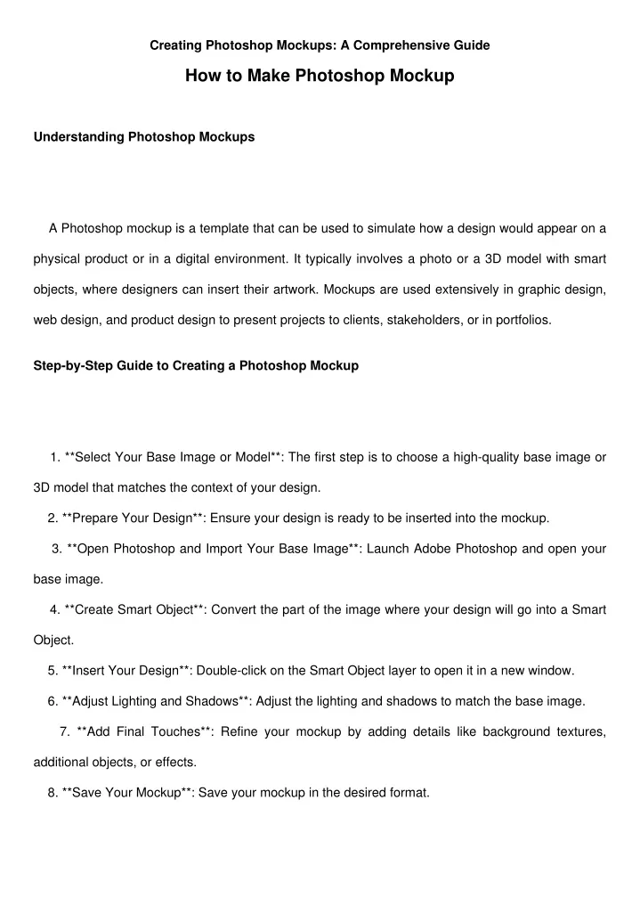 creating photoshop mockups a comprehensive guide