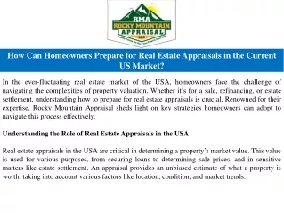 How Can Homeowners Prepare for Real Estate Appraisals in the Current US Market