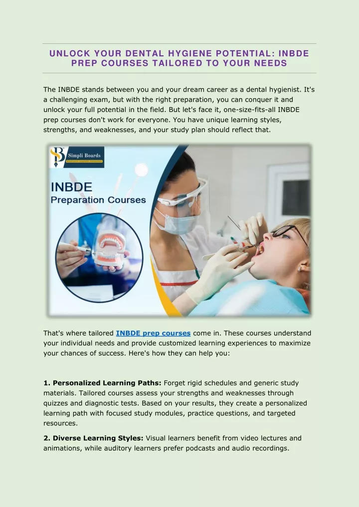 unlock your dental hygiene potential inbde prep