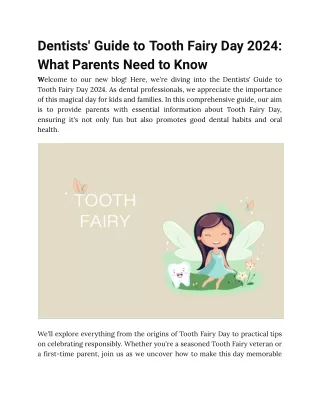 Dentists' Guide to Tooth Fairy Day 2024: What Parents Need to Know