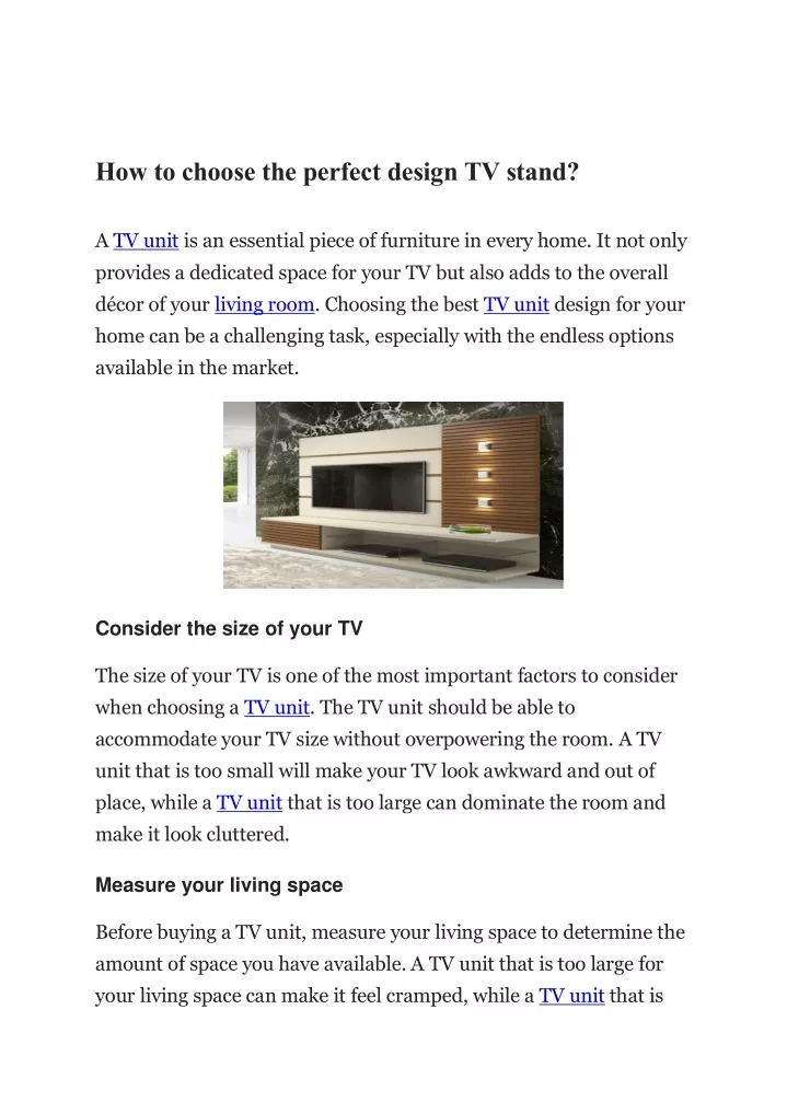 how to choose the perfect design tv stand