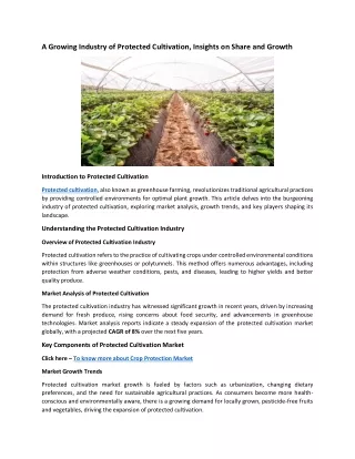 a growing industry of protected cultivation