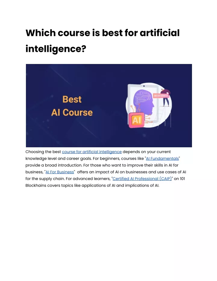 which course is best for artificial intelligence