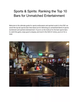 _Sports & Spirits_ Ranking the Top 10 Bars for Unmatched Entertainment_