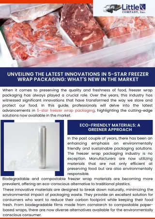 Unveiling the Latest Innovations in 5-Star Freezer Wrap Packaging: What's New in
