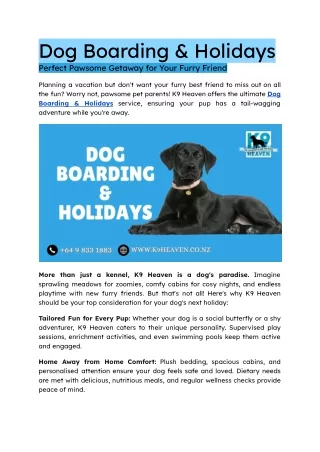 Dog Boarding And Holidays