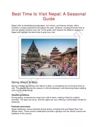 Best Time to Visit Nepal A Seasonal Guide