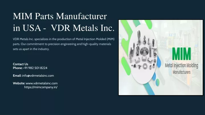 mim parts manufacturer in usa vdr metals inc