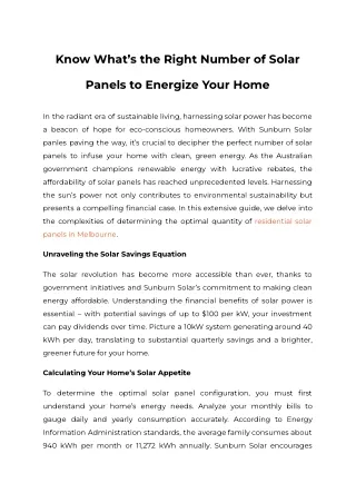 Know What’s the Right Number of Solar Panels to Energize Your Home