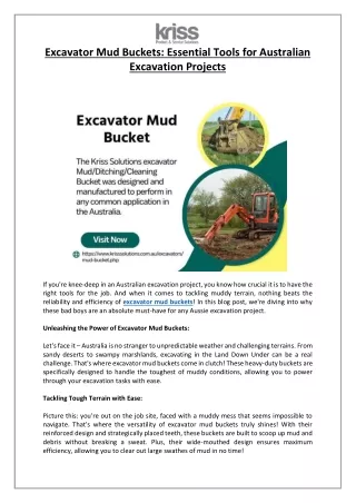 Excavator Mud Buckets- Essential Tools for Australian Excavation Projects