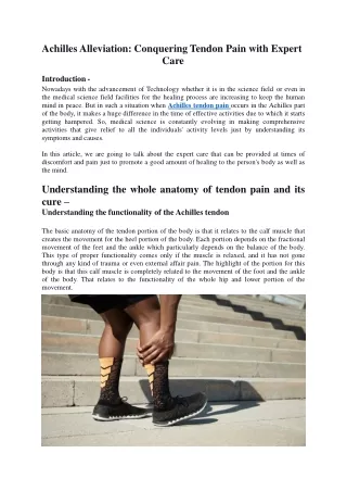 Achilles Alleviation Conquering Tendon Pain with Expert Care