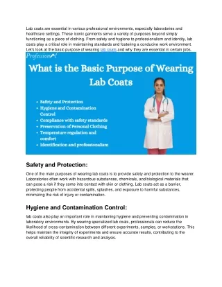 What is the Basic Purpose of Wearing Lab Coats