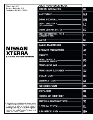 2000 Nissan Xterra Service Repair Manual