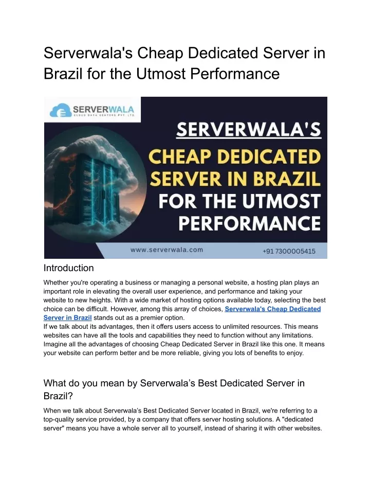 serverwala s cheap dedicated server in brazil