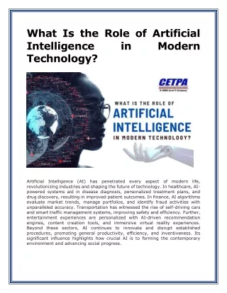 what is the role of artificial intelligence