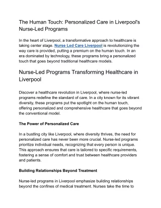 The Human Touch_ Personalized Care in Liverpool's Nurse-Led Programs