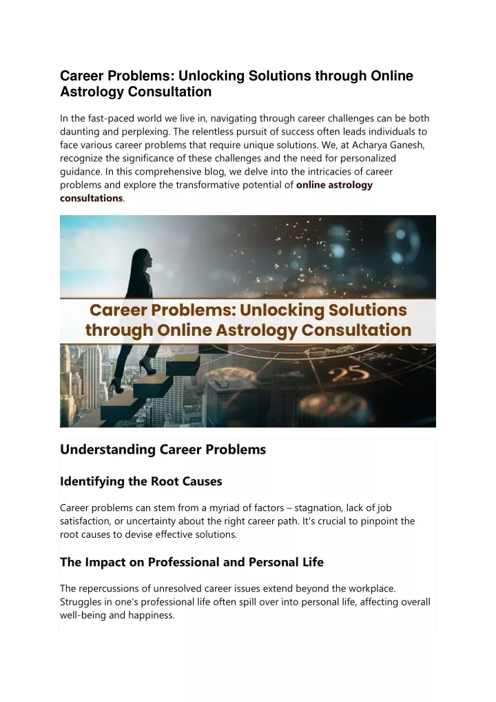 career problems unlocking solutions through