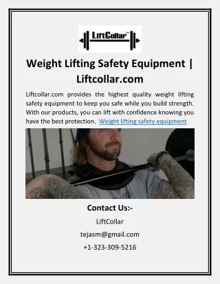 Weight Lifting Safety Equipment | Liftcollar.com