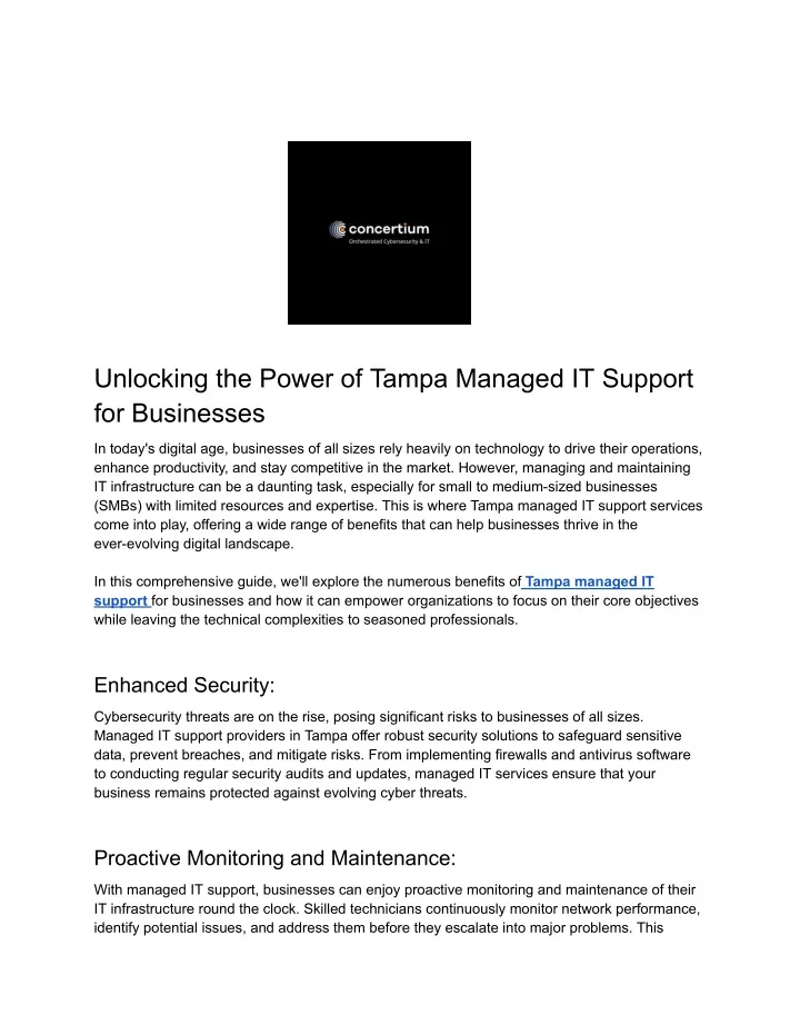 unlocking the power of tampa managed it support