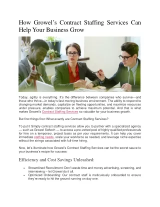 How Growel’s Contract Staffing Services Can Help Your Business Grow