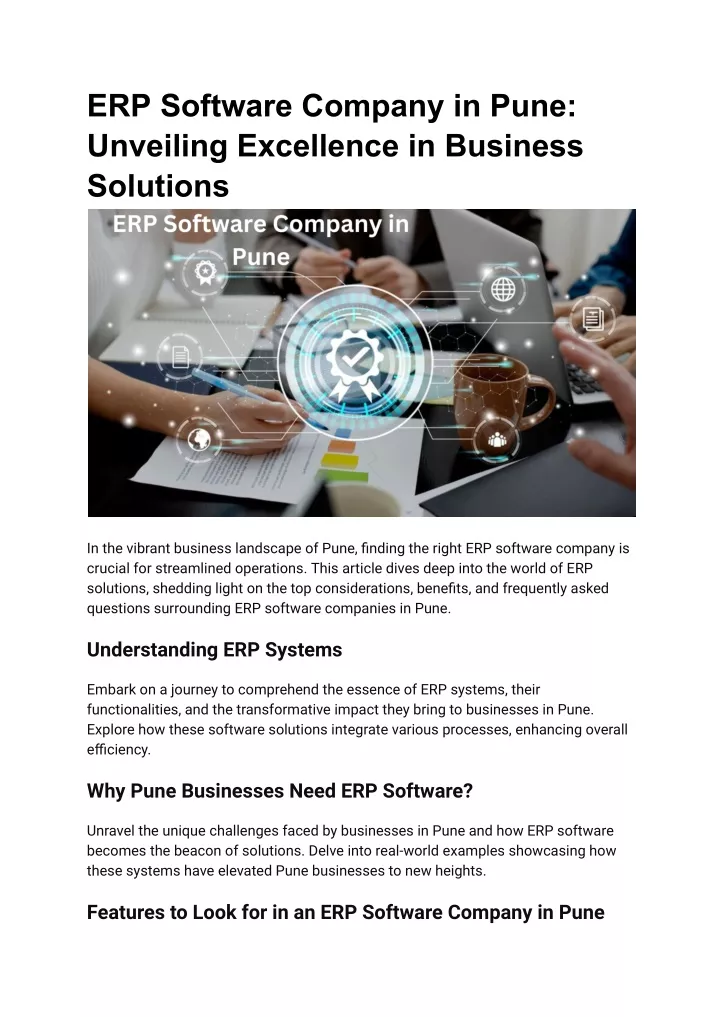 erp software company in pune unveiling excellence