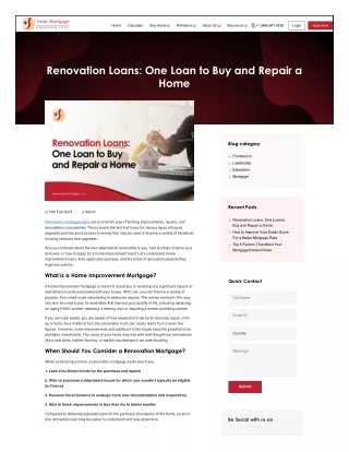 Renovation Loans: One Loan to Buy and Repair a Home