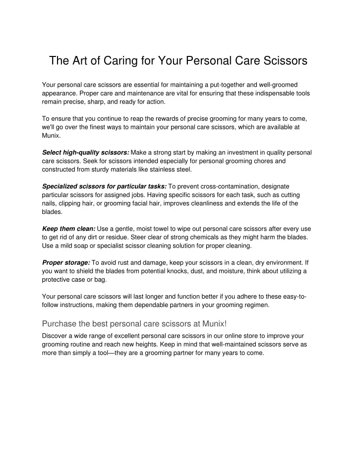 the art of caring for your personal care scissors