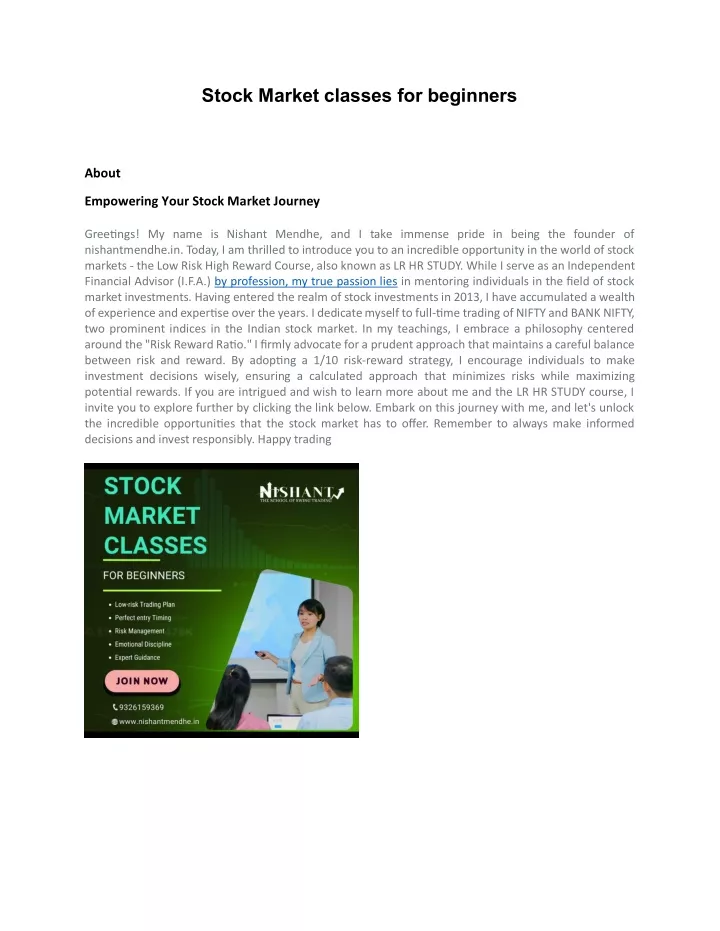 stock market classes for beginners