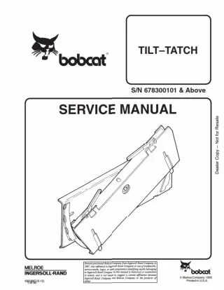 Bobcat Tilt-Tatch Service Repair Manual SN 678300101 And Above