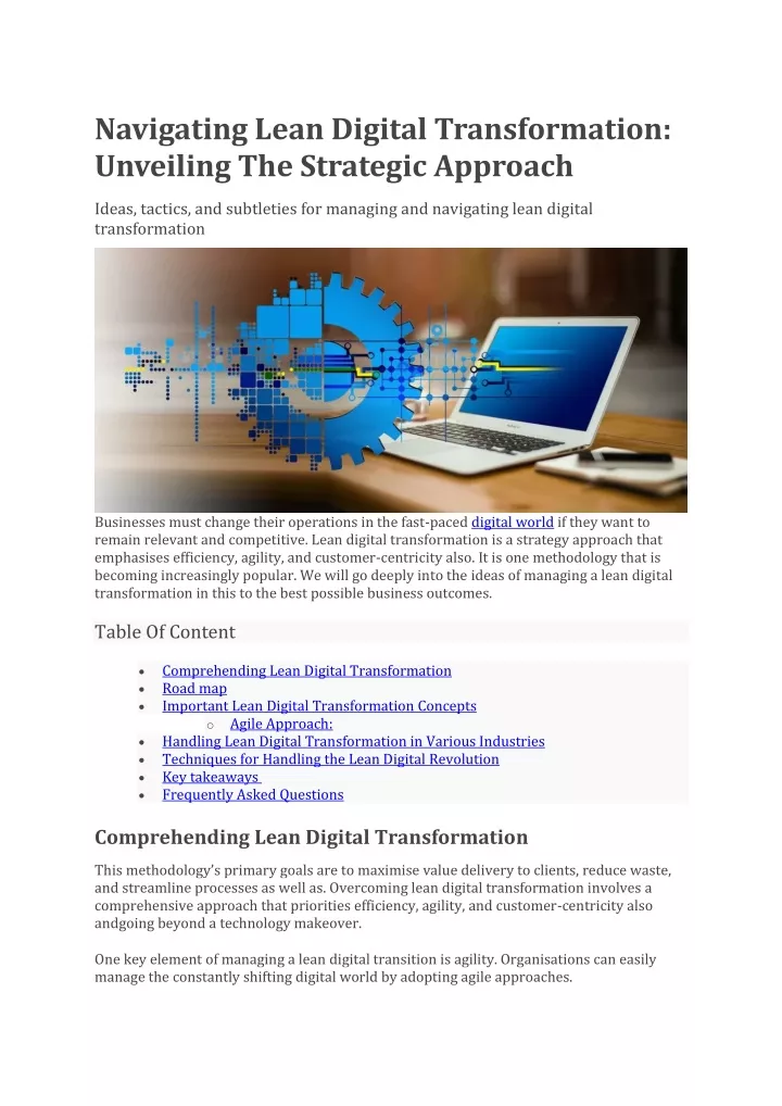 navigating lean digital transformation unveiling