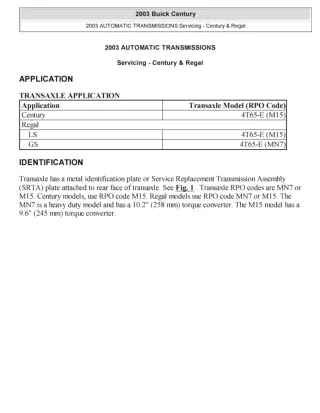 2001 Buick Regal Service Repair Manual