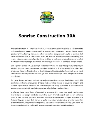 Sonrise Construction 30A