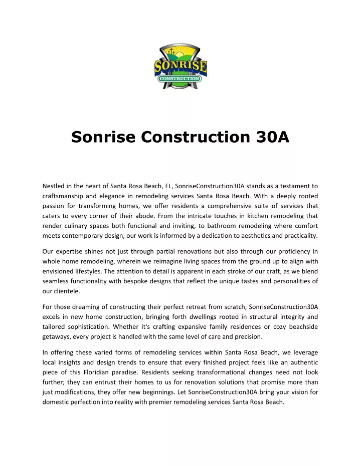 sonrise construction 30a