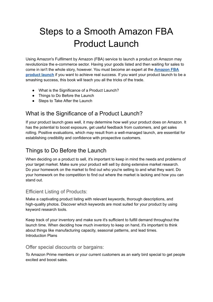 steps to a smooth amazon fba product launch