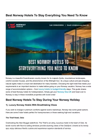 Top 15 Hotels in Norway for a Lovely Trip with Your Loved Ones
