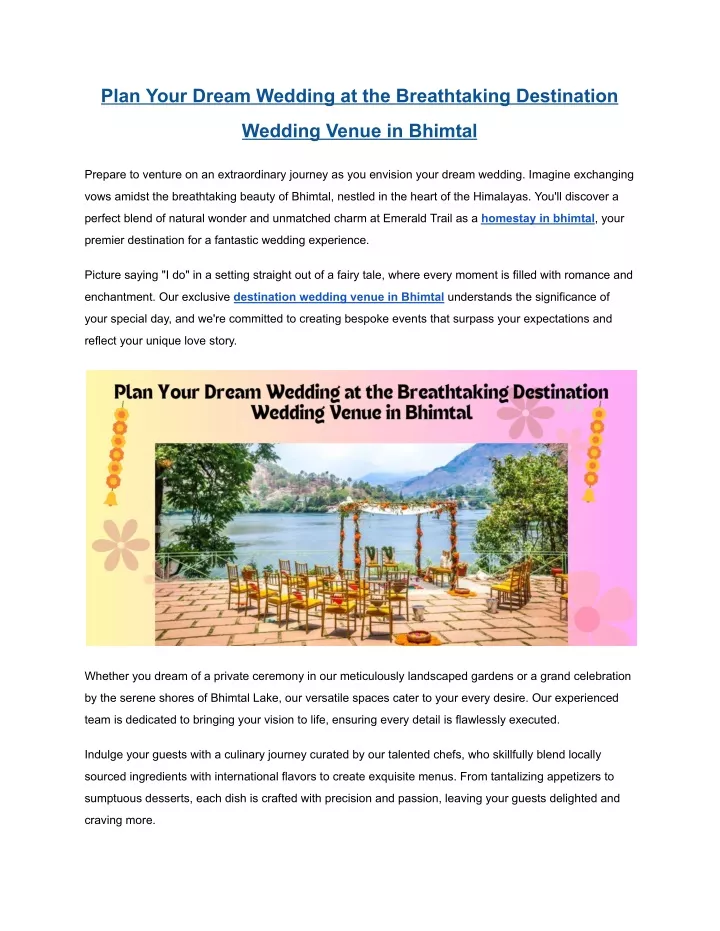 plan your dream wedding at the breathtaking