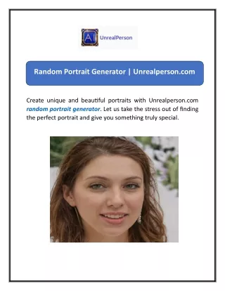 Random Portrait Generator  Unrealperson.com