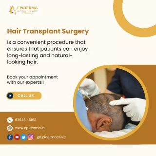 Hair Transplant Surgery | Best Hair Clinic in Jayanagar | Epiderma Clinic