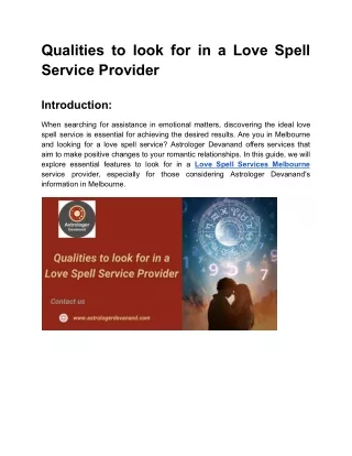 Qualities to look for in a Love Spell Service Provider_Astrologer Devanand