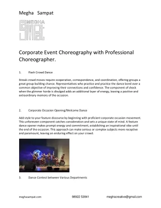 Megha Sampat | Corporate event choreographer in mumbai.