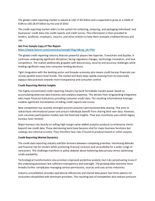 the global credit reporting market is valued