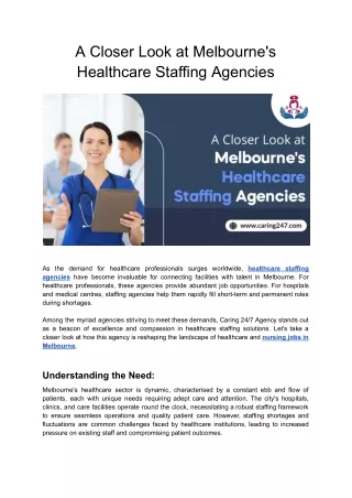 Reviewing Melbourne's Healthcare Staffing Agencies