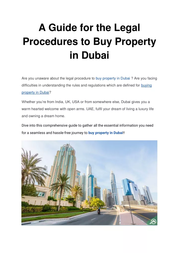 a guide for the legal procedures to buy property