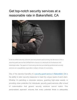 Get top-notch security services at a reasonable rate in Bakersfield, CA