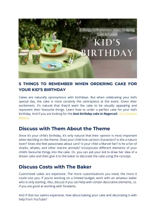 How To Order the Best Birthday Cake for Your Kid in Nagercoil?