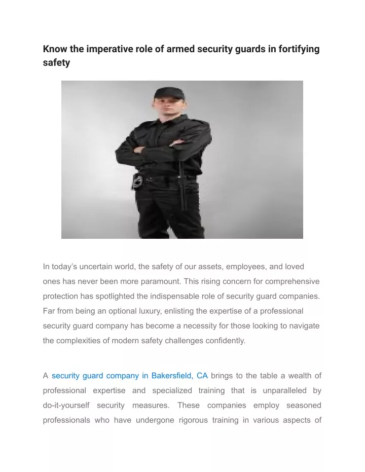 know the imperative role of armed security guards