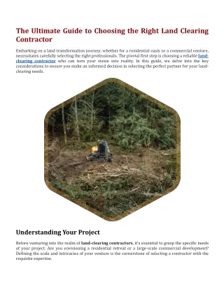 The Ultimate Guide to Choosing the Right Land Clearing Contractor