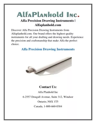 Alfa Precision Drawing Instruments | Alfaplanhold.com